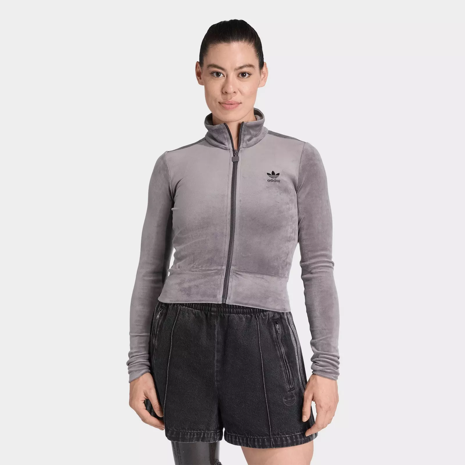 

Толстовка Women's adidas Originals Essentials Velvet Fitted Track, серый