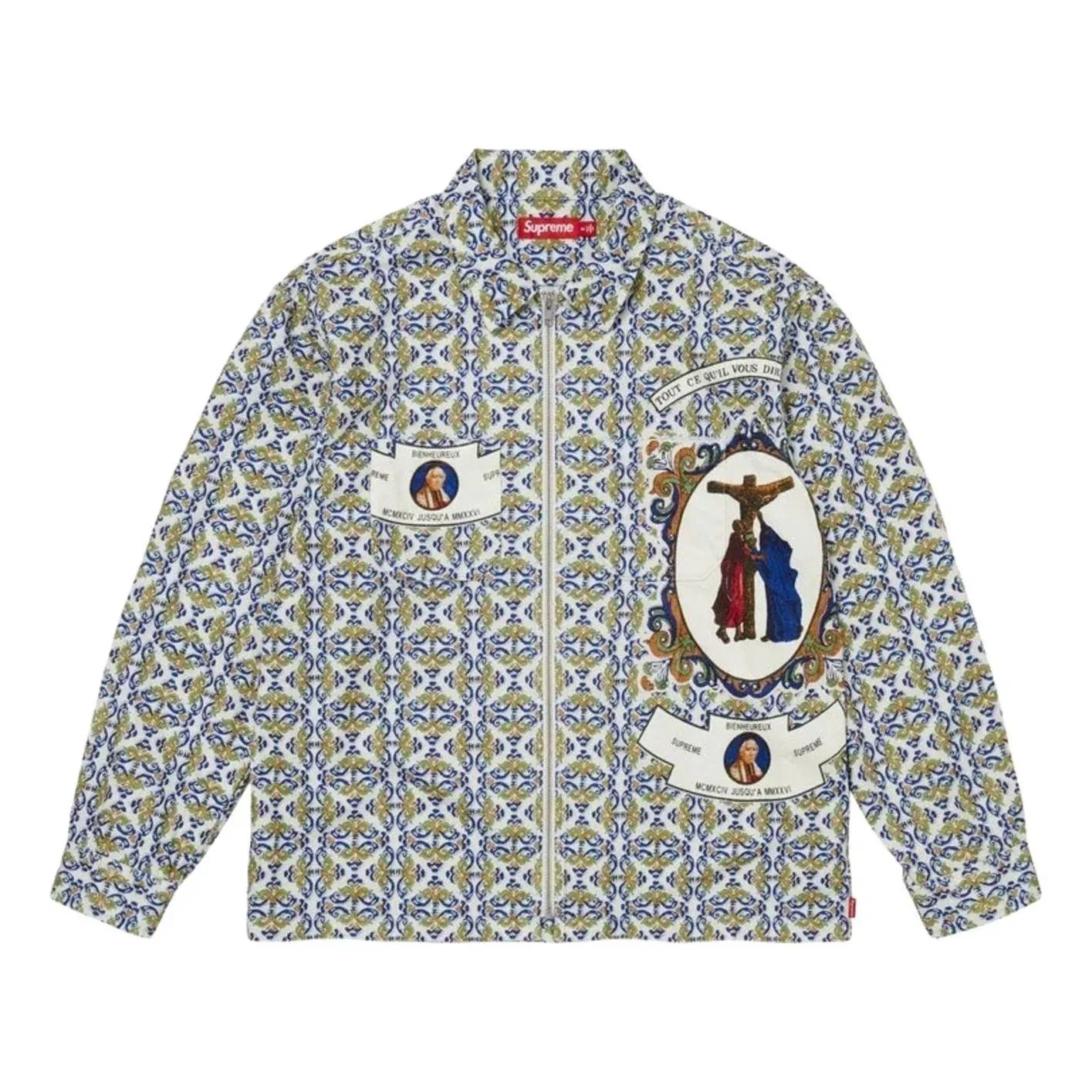 Мужская рубашка FW26 Devotion Flannel Zip Up Shirt 'White' Supreme, белый