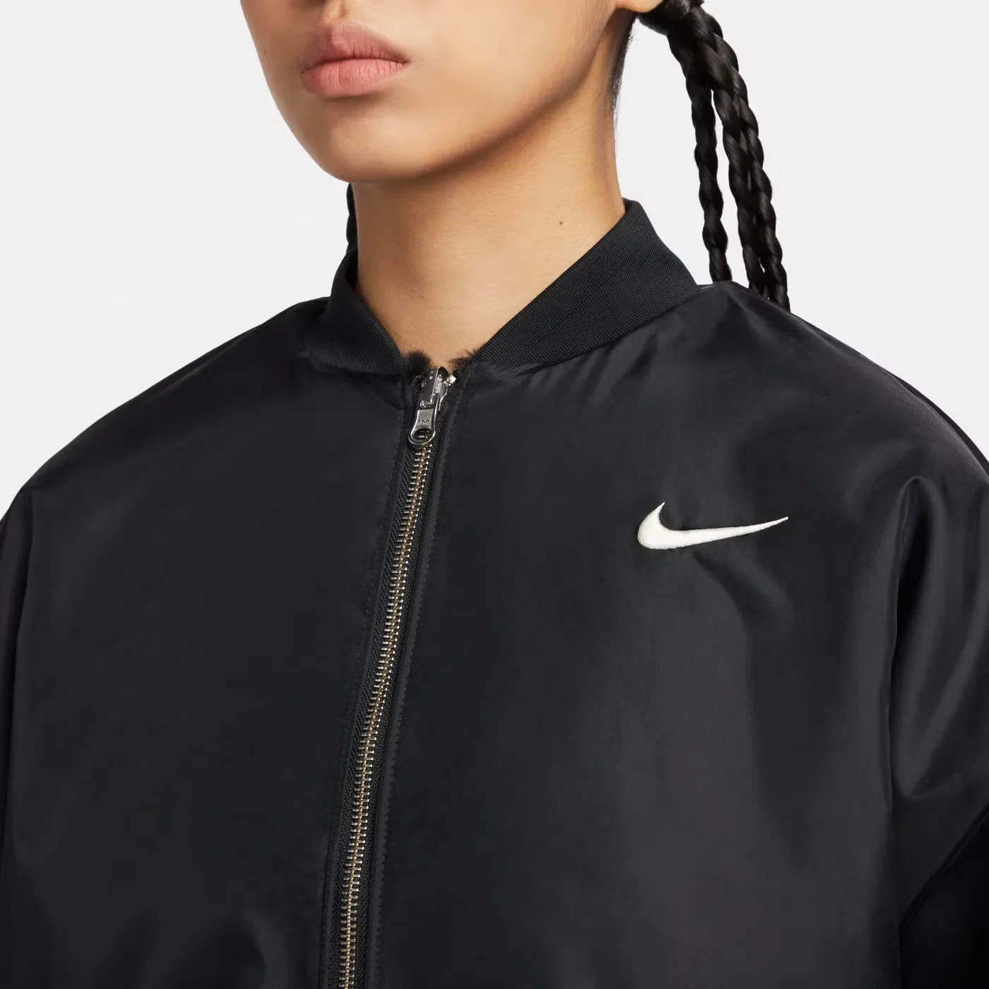 Куртка-бомбер с искусственным мехом, двусторонняя Nike, черный — фото 3