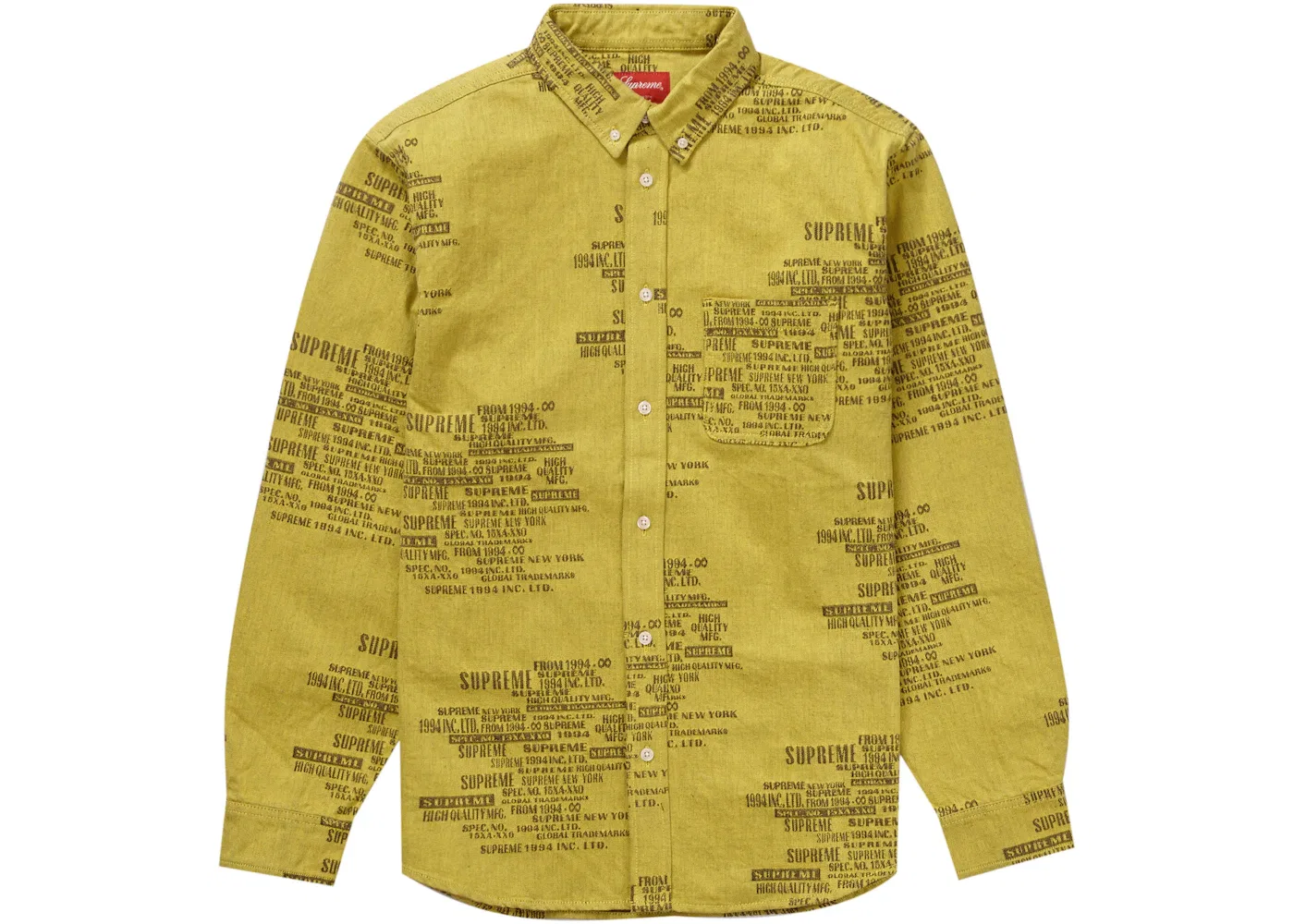 Мужская джинсовая рубашка с принтом Shirt Supreme, Washed Yellow