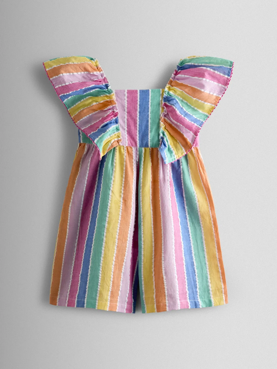 Комбинезон с воланами на плечах Rainbow Stripe Jojo Maman Bébé, розовый — фото 2