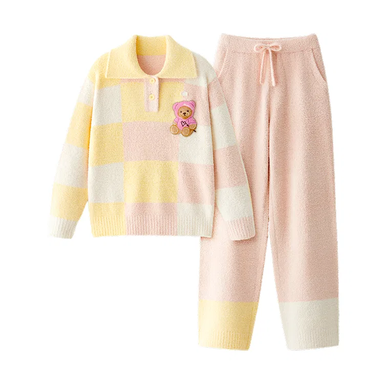 Детская пижама с принтом Мишка BANANA IN, Pink Yellow Arts Bear
