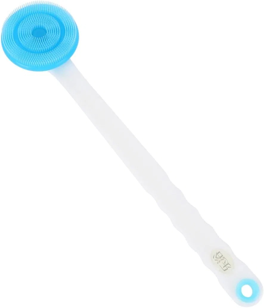 Щетка для тела силиконовая с длинной ручкой, Minkissy, Sky Blue