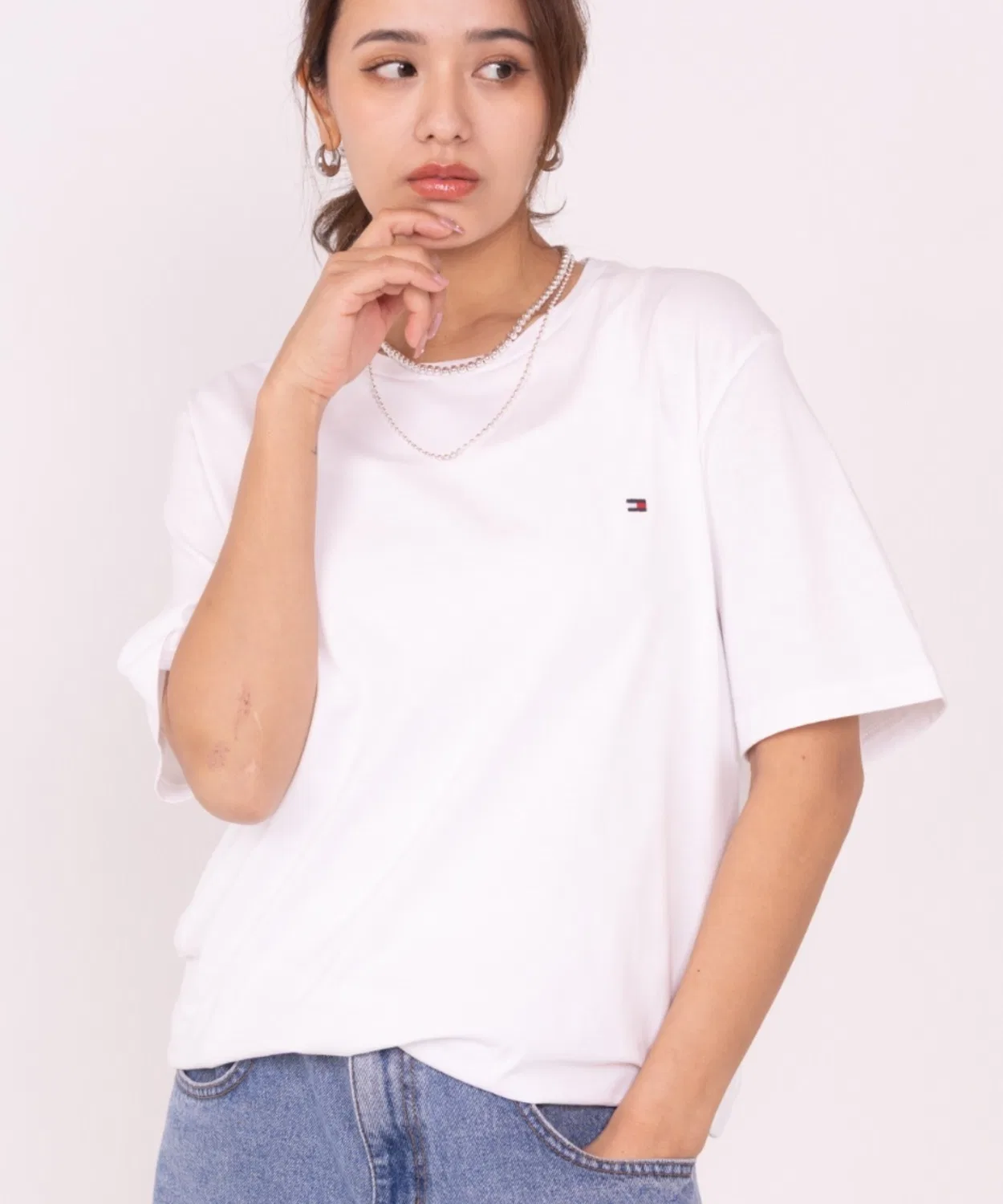 Унисекс футболка с флагом-вышивкой Core Flag Tee TOMMY HILFIGER, Белый