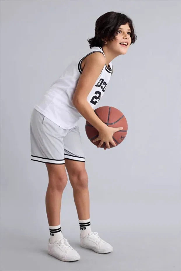 Детские шорты для мальчиков с принтом Oversized Sport Printed Defacto, Light Gray — фото 3