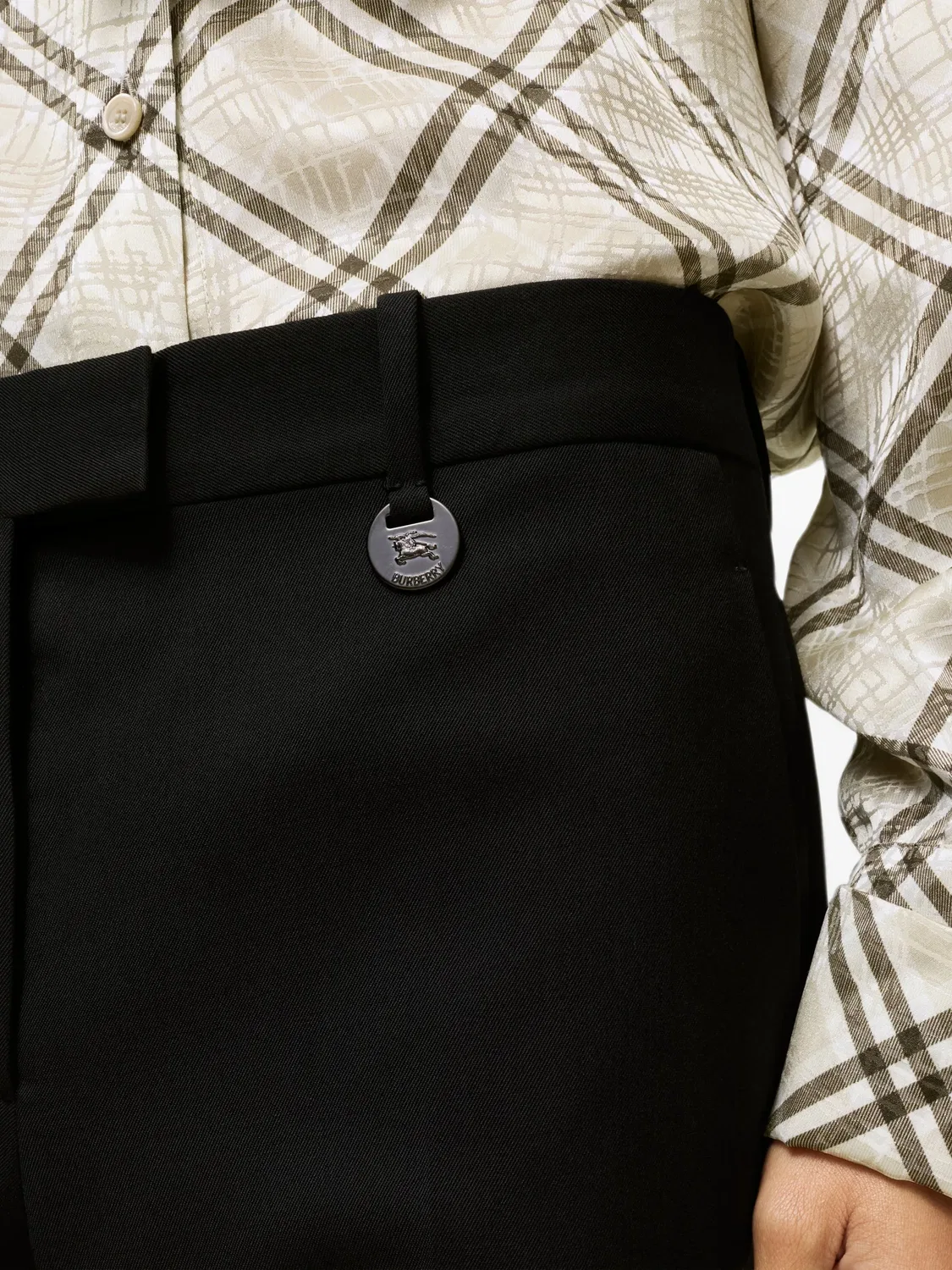 Брюки классического кроя из смесовой шерсти Burberry, черный — фото 2