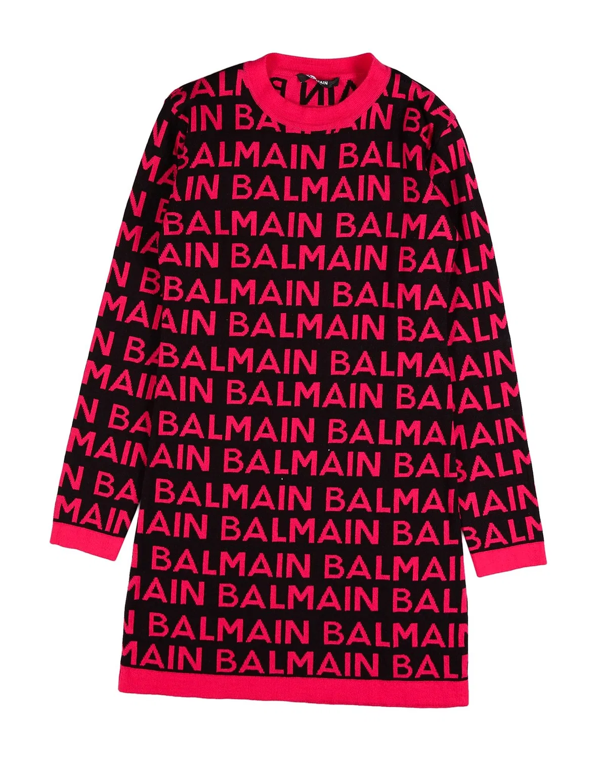 Детское вязаное платье для девочек с длинным рукавом Balmain, фуксия