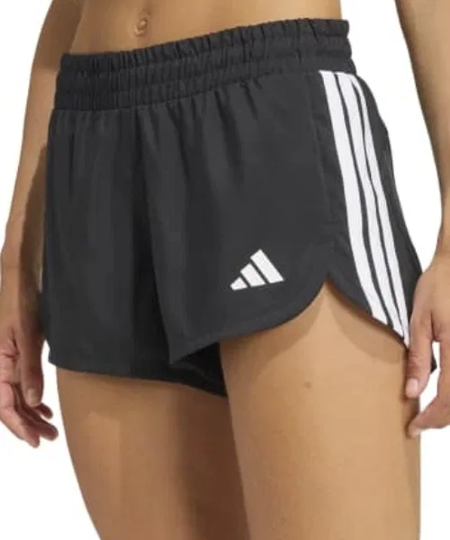 Женские шорты с принтом полосками Paces Workout Three Stripes Woven Mid-Rise Adidas, Black