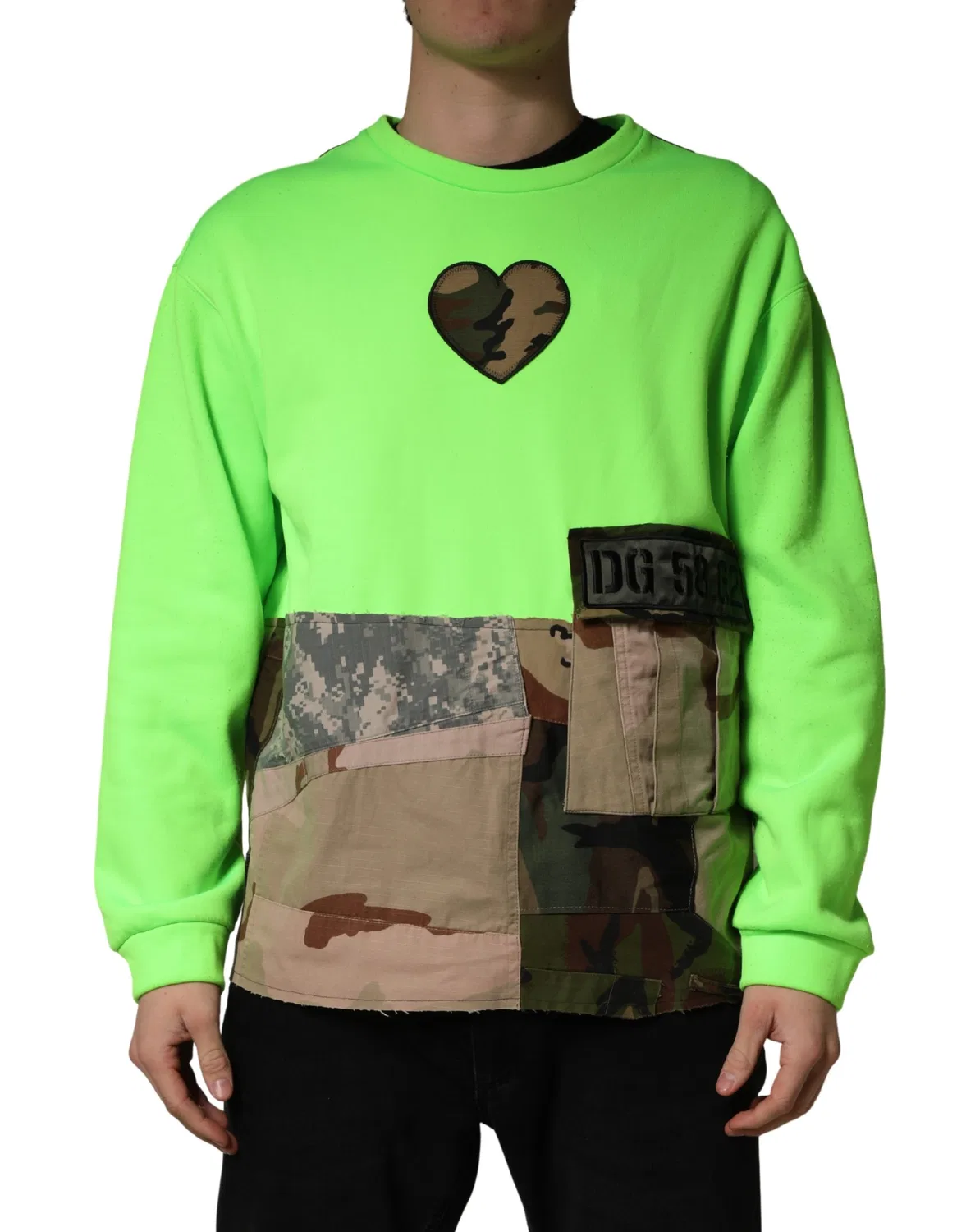 Мужской свитшот с принтом Patchwork Heart Dolce & Gabbana, Green — фото 2