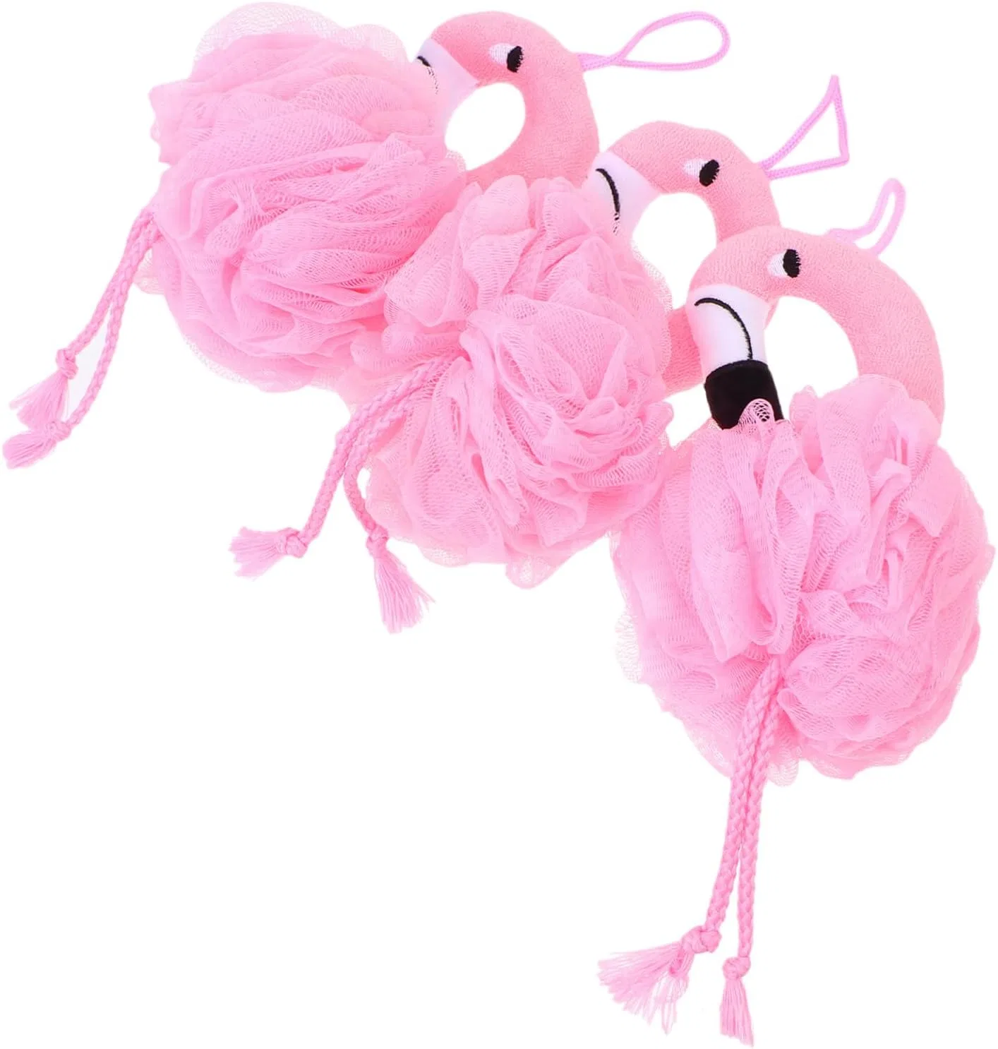 Мочалка для душа с фламинго, Hohopeti, 3 шт, Pink