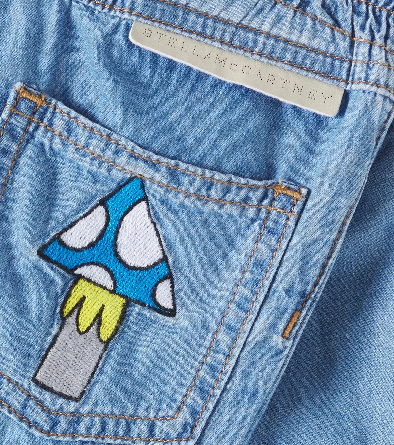 Джинсы с вышивкой Stella Mccartney Kids, синий — фото 3