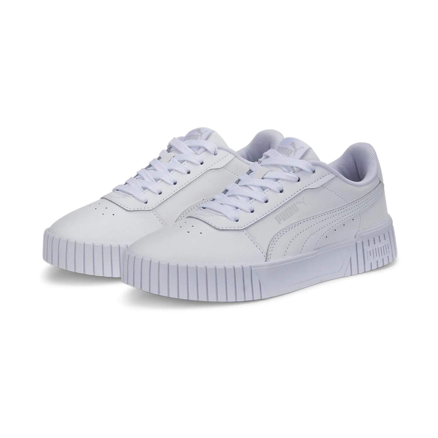 Детские кроссовки для девочек с перфорацией Carina 2.0 Jr PUMA Puma White Puma White Puma Silver — фото 2