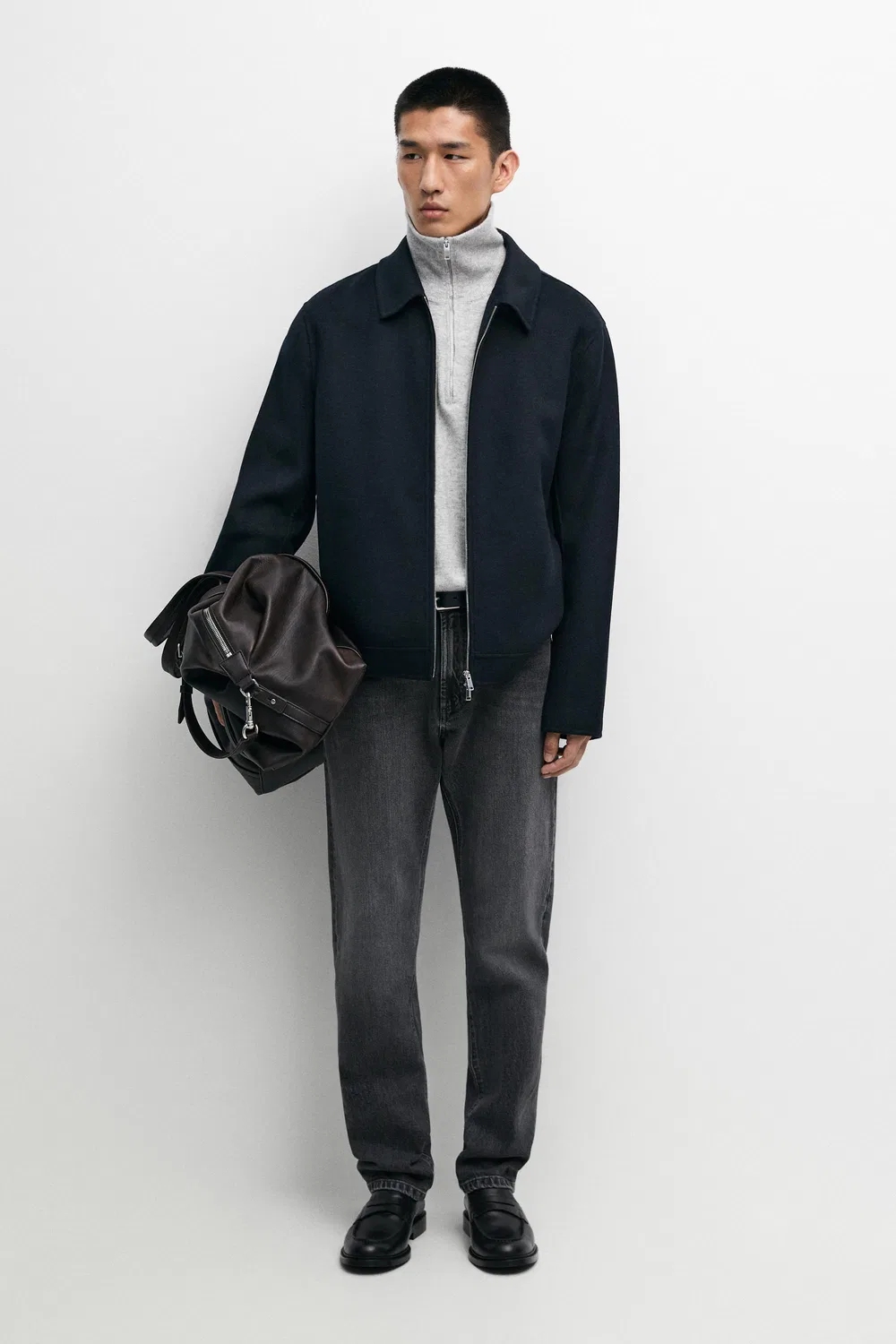 Куртка Massimo Dutti Wool Blend Double Fabric, глубокий синий — фото 3