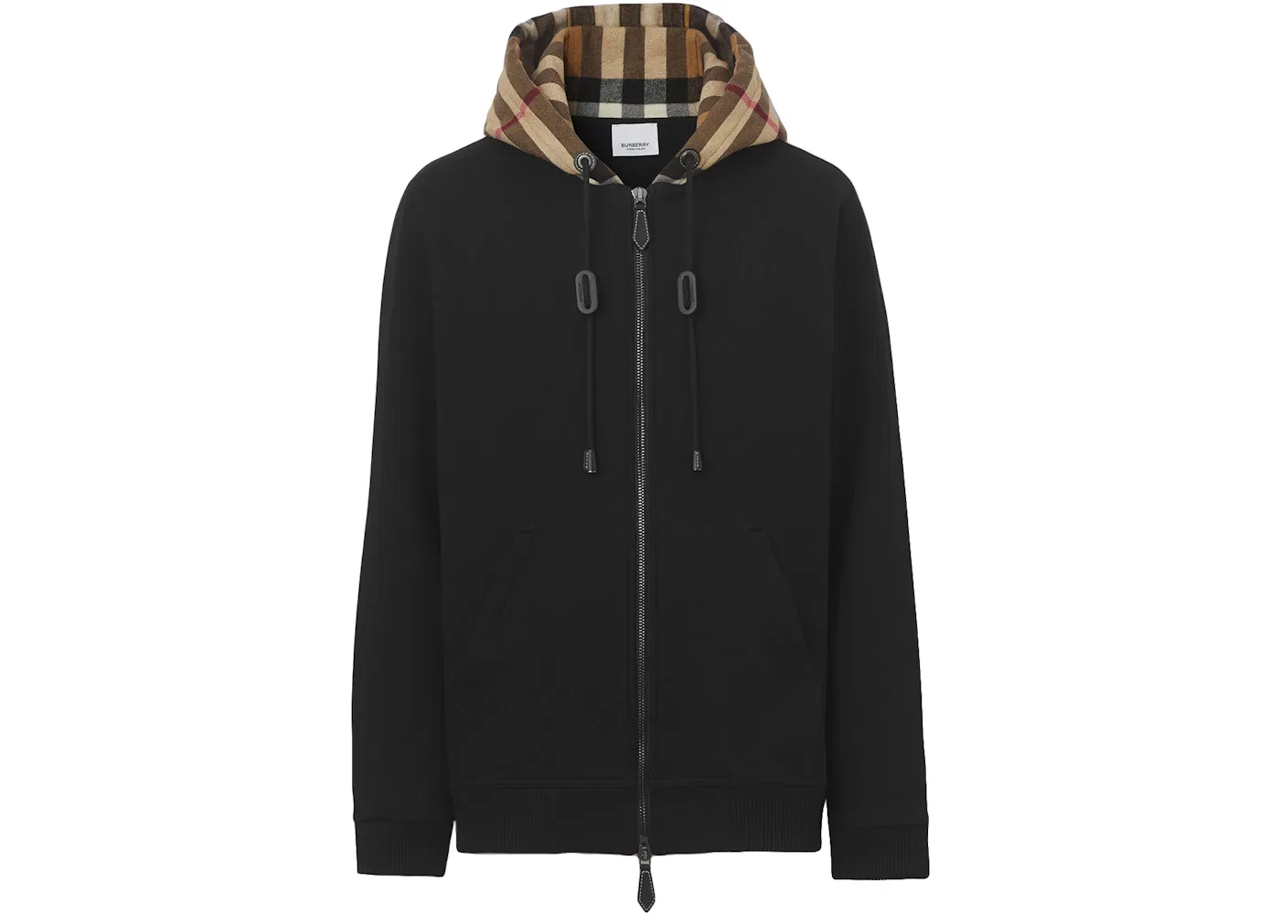 Мужская худи на молнии с капюшоном из хлопкового твила Hooded Top Burberry, Black Archive Beige