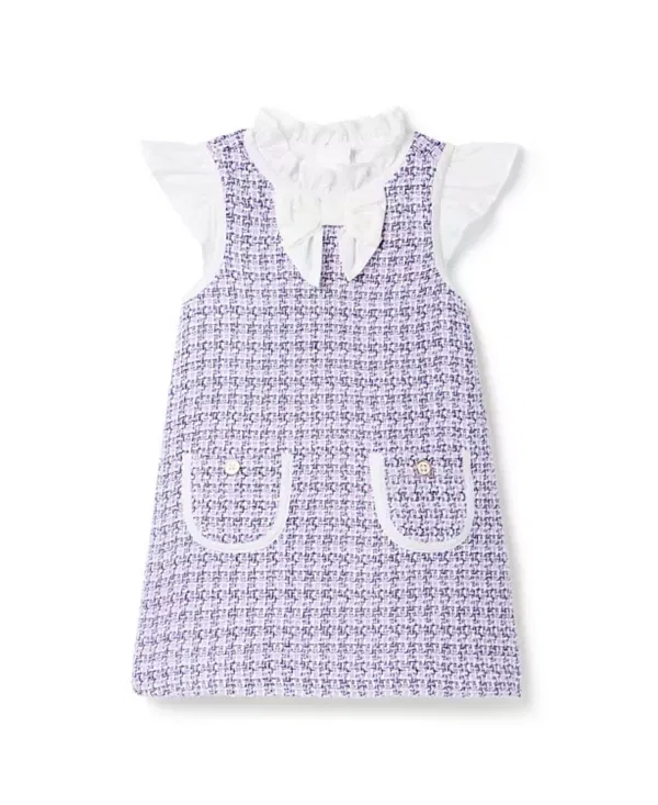 Детское платье для девочек с принтом The Tweed Bow Dress Janie And Jack, фиолетовый