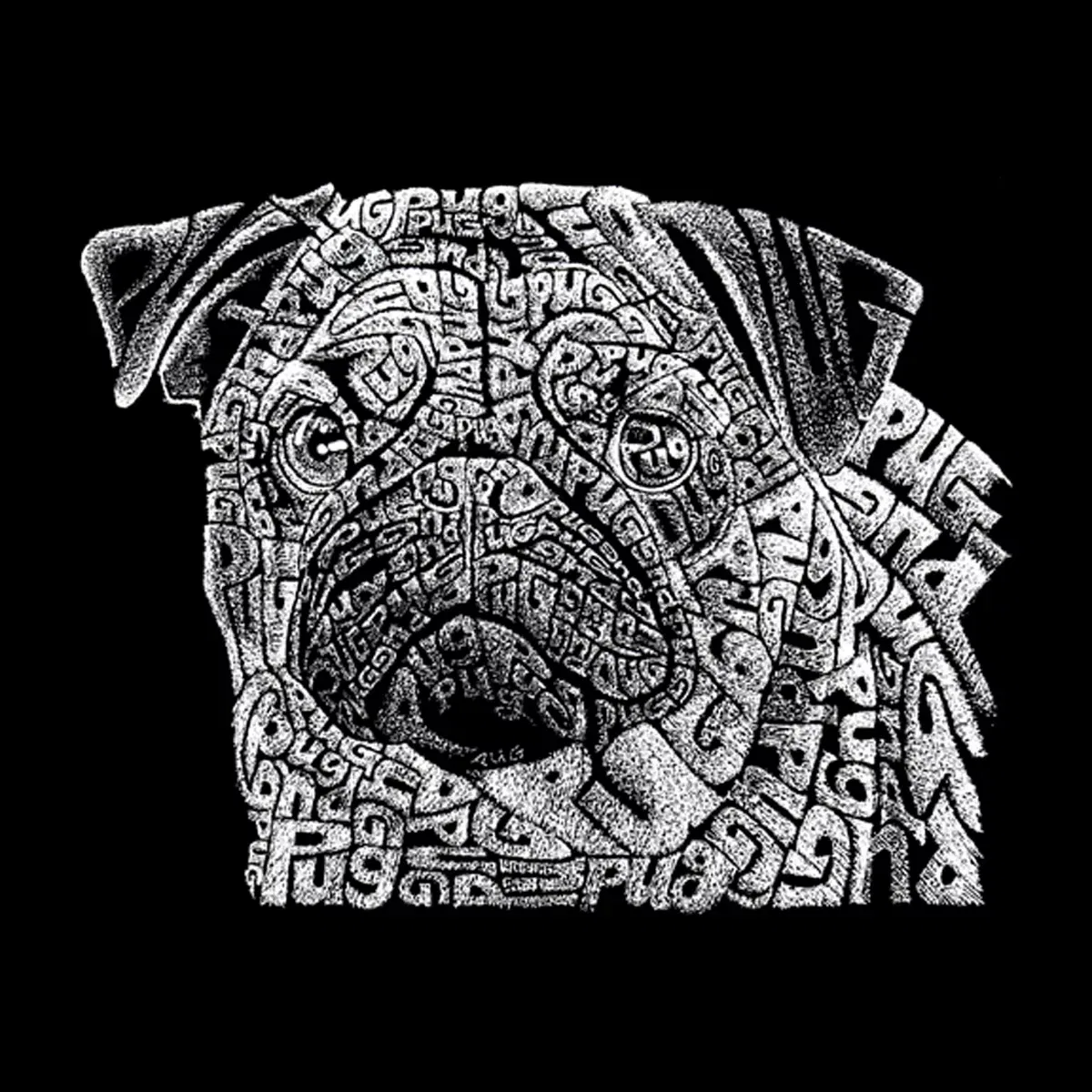 Детский свитшот с принтом Pug Face LA Pop Art, Black — фото 2
