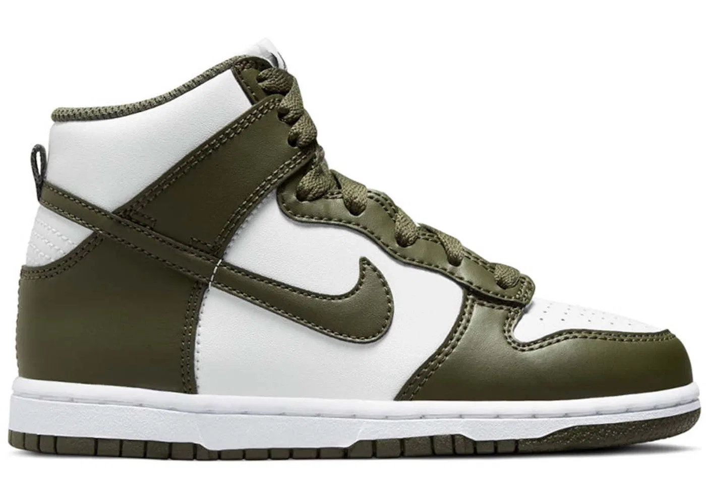 Детские кроссовки высокие с принтом Nike Dunk High Retro Nike, White/Cargo Khaki