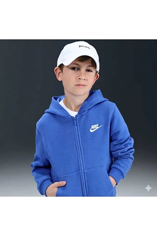 Детское худи на молнии с длинным рукавом Club Fleece Ls Fz Hoodie Nike, Dark Blue — фото 3