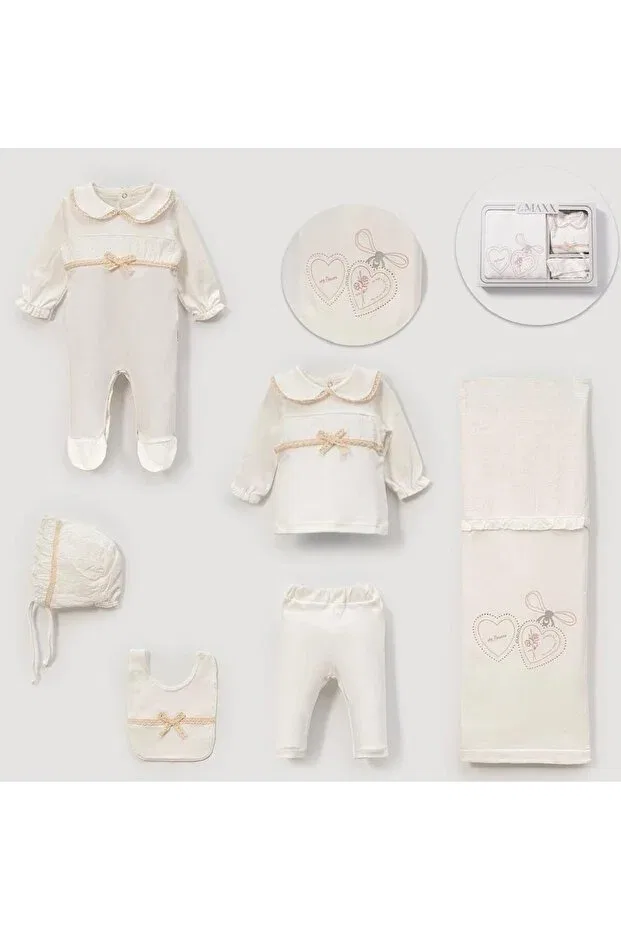Детский для девочек комплект боди с принтом My Flowers Heart-Shaped Cherub Baby, Ecru