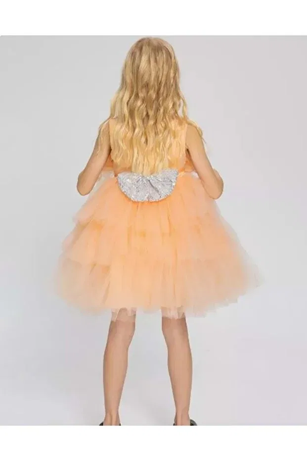 Детское платье для девочек сатиновое Nimfea Mnk Baby&Kids, Somon — фото 3