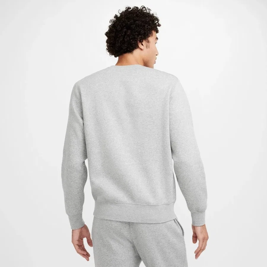 Мужской свитшот с круглым вырезом, начесом, свободного кроя Club Fleece Nike, Серый — фото 3