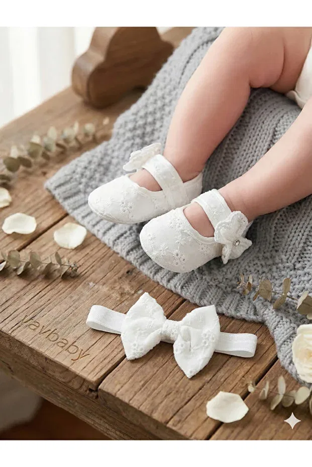 Детские тапочки с пайетками Vavbaby, White