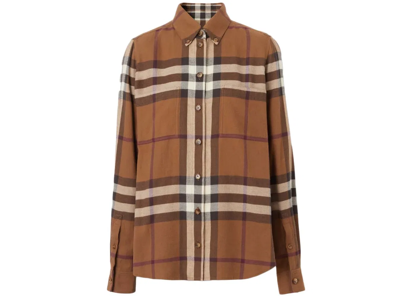Женская рубашка из фланели с принтом Burberry, Dark Birch Brown