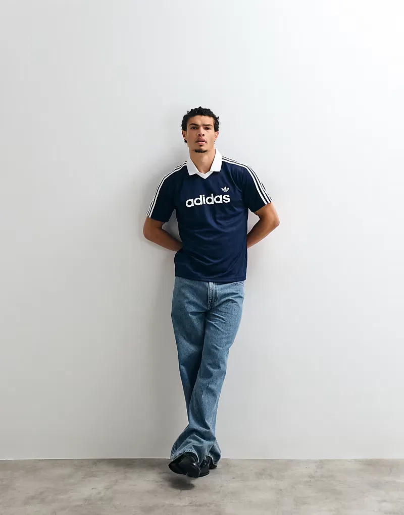 Футболка Adidas Originals в полоску, темно-синий — фото 2