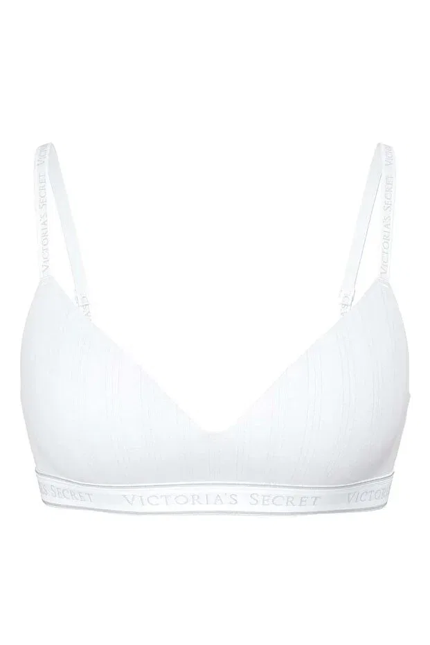 Женский бюстгальтер без косточек с v-образным вырезом Ultra Thin Modal Lightly Padded Supportive Wirefree Bra Victoria'S Secret, Vs White — фото 3