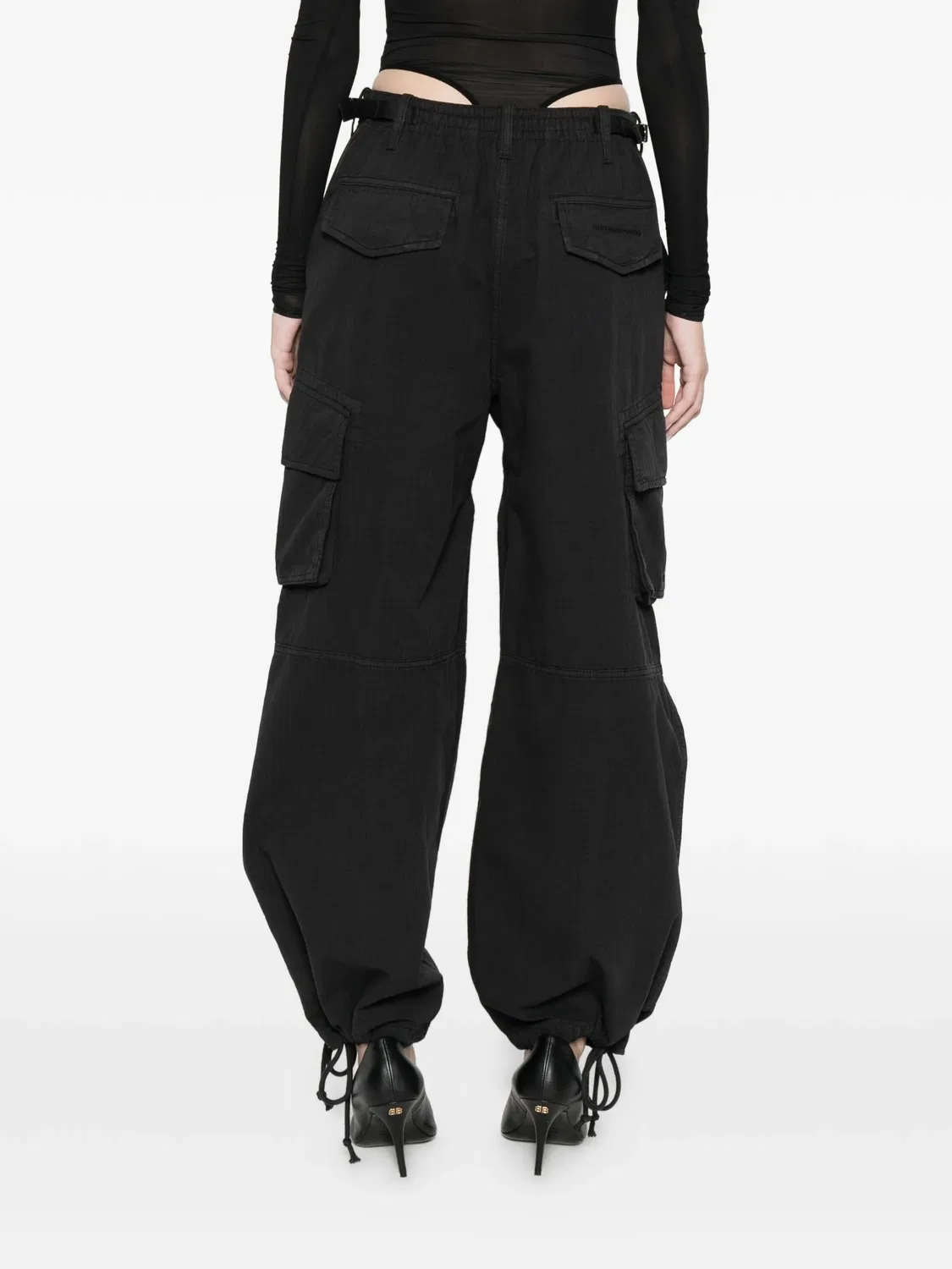 Брюки-карго с кулиской черные Alexander Wang, черный — фото 2