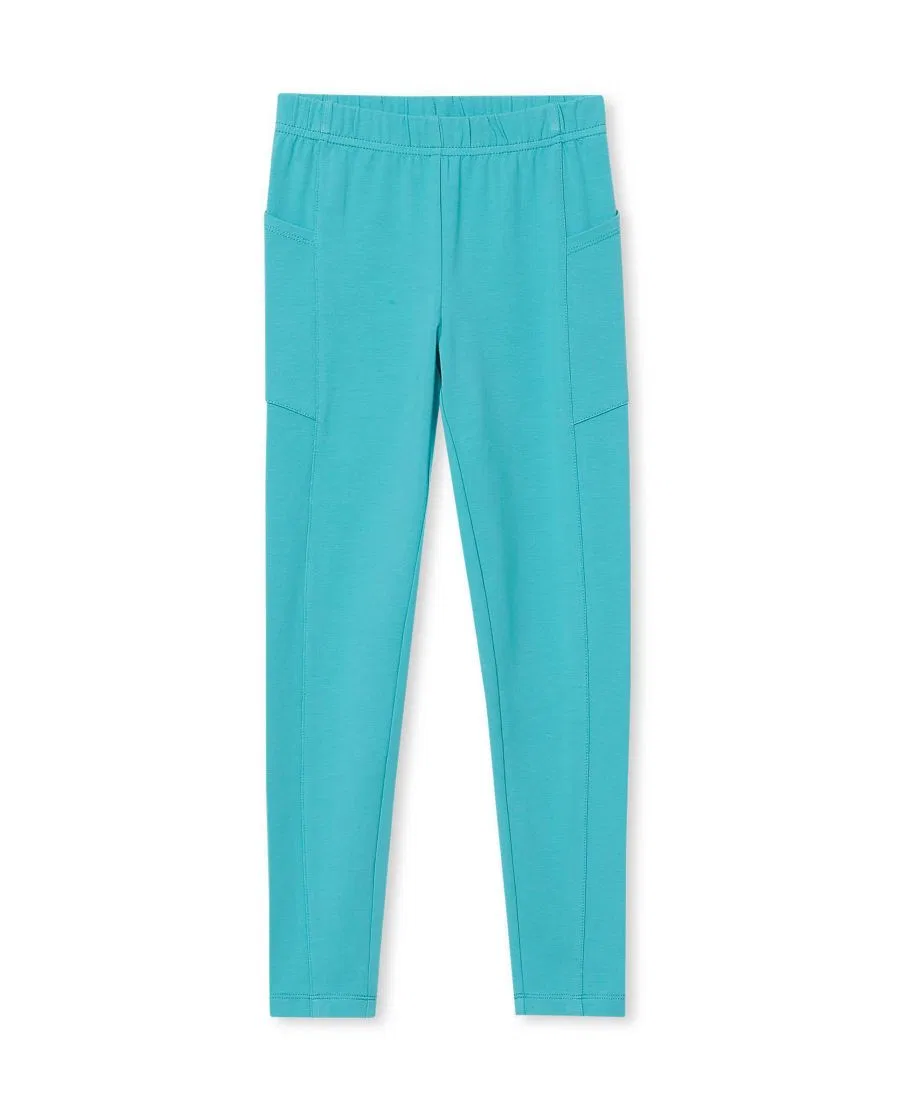 Леггинсы до щиколотки с карманами Tough Cotton Lands' End, Baltic Teal