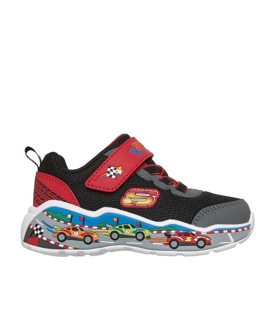 Кроссовки детские с принтом Play Scene Skechers, Black Red — фото 3