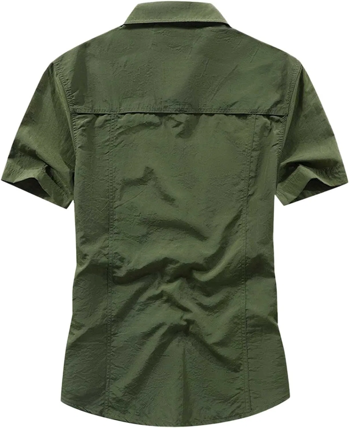 Мужская рубашка с коротким рукавом, с карманами, B- Army Green — фото 3