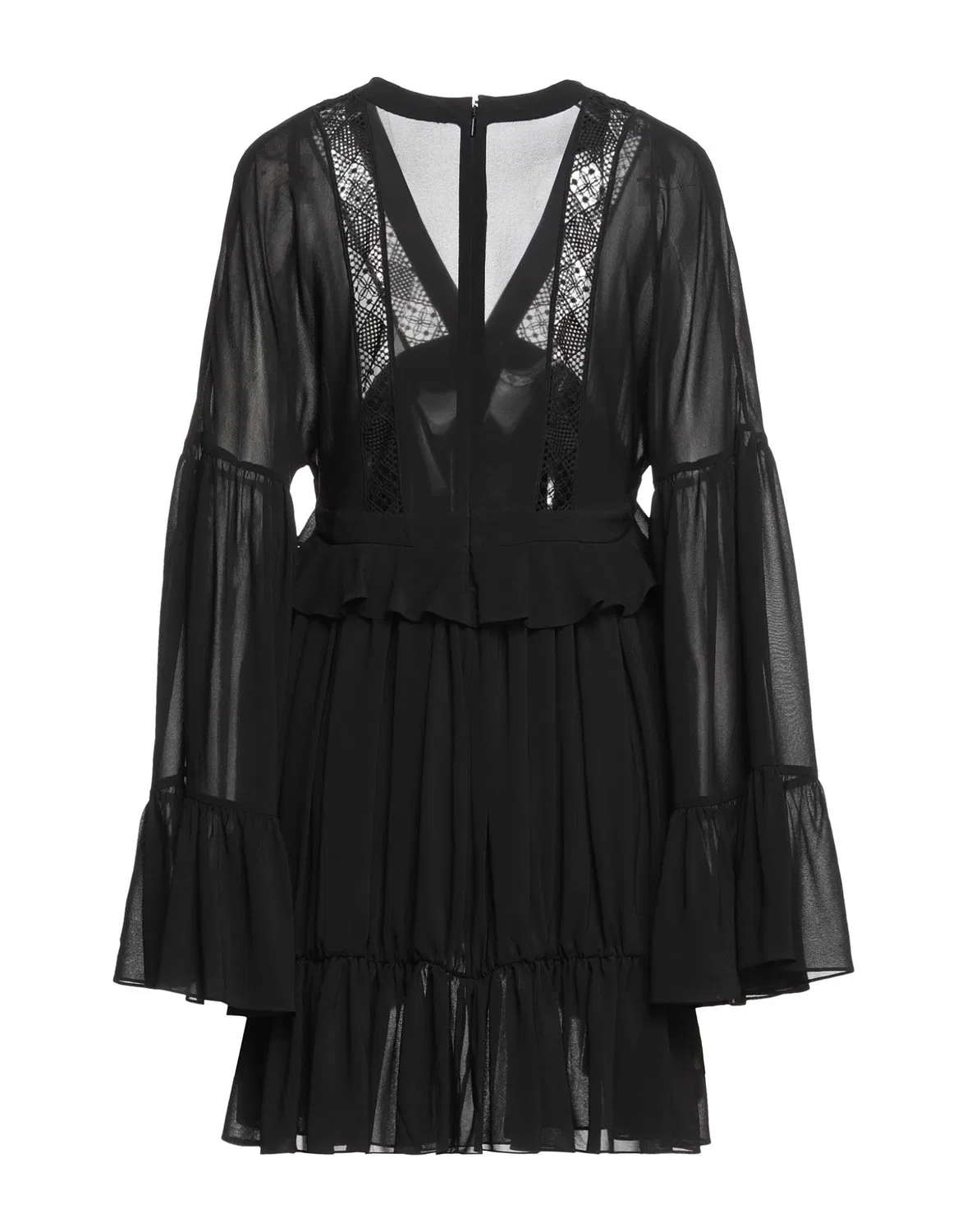 Женское платье-трапеция с кружевом Lace Saint Laurent, черный — фото 2