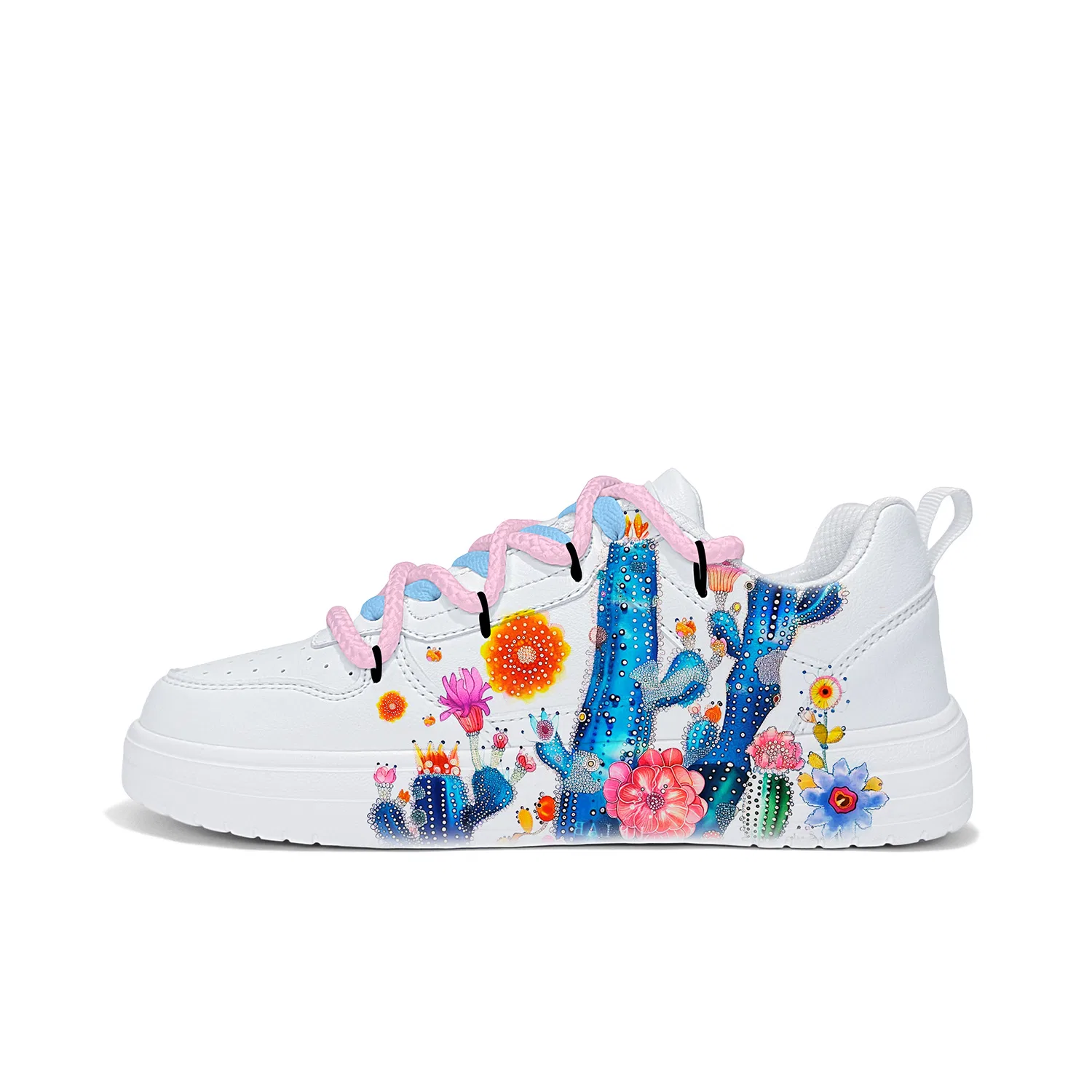 Детские кроссовки с принтом Crisscross Strap Cactus ZUOLENGCHAN, White Crisscross Strap Cactus