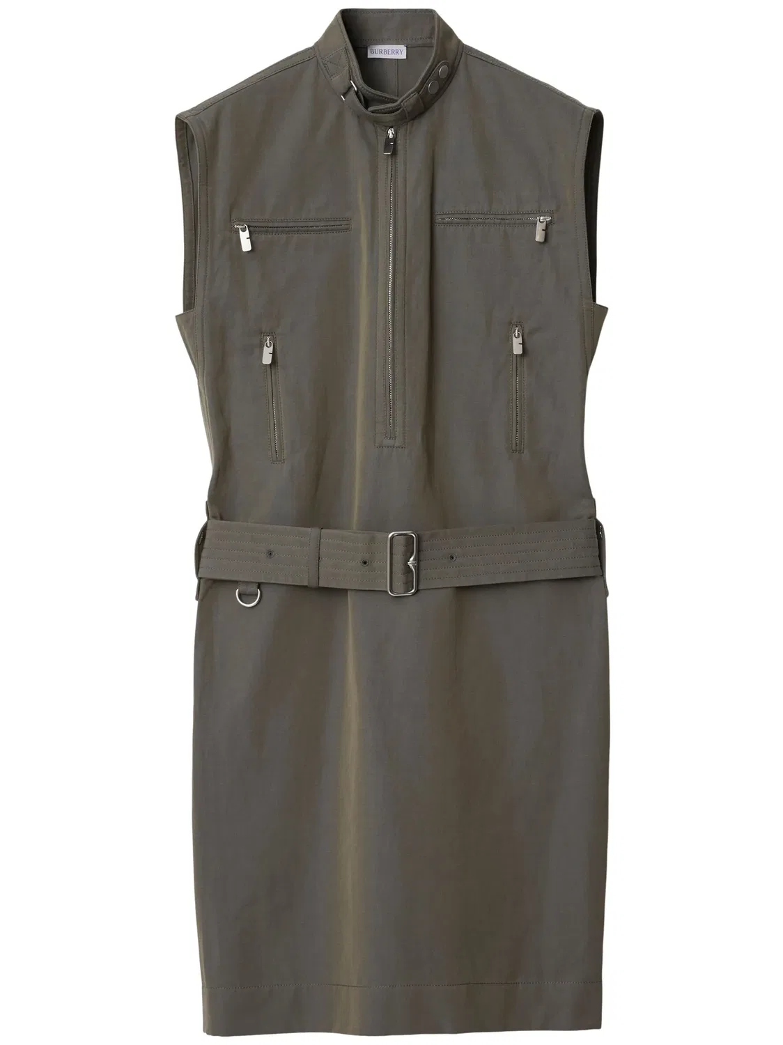 Платье из смесового хлопка и льна Burberry, серый