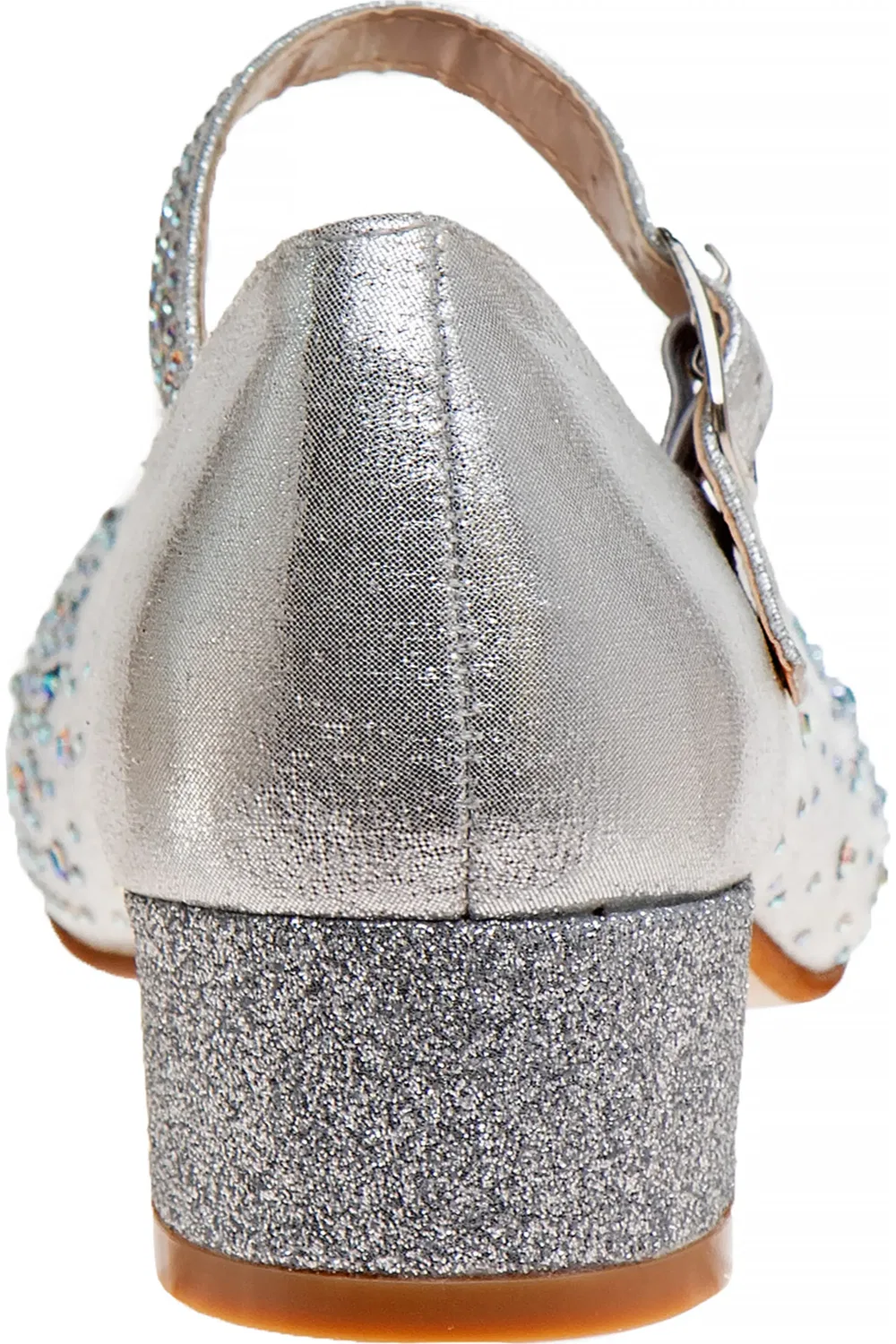 Туфли детские Mary Jane на каблуке с блестками Embellished Badgley Mischka Collection, Silver — фото 2