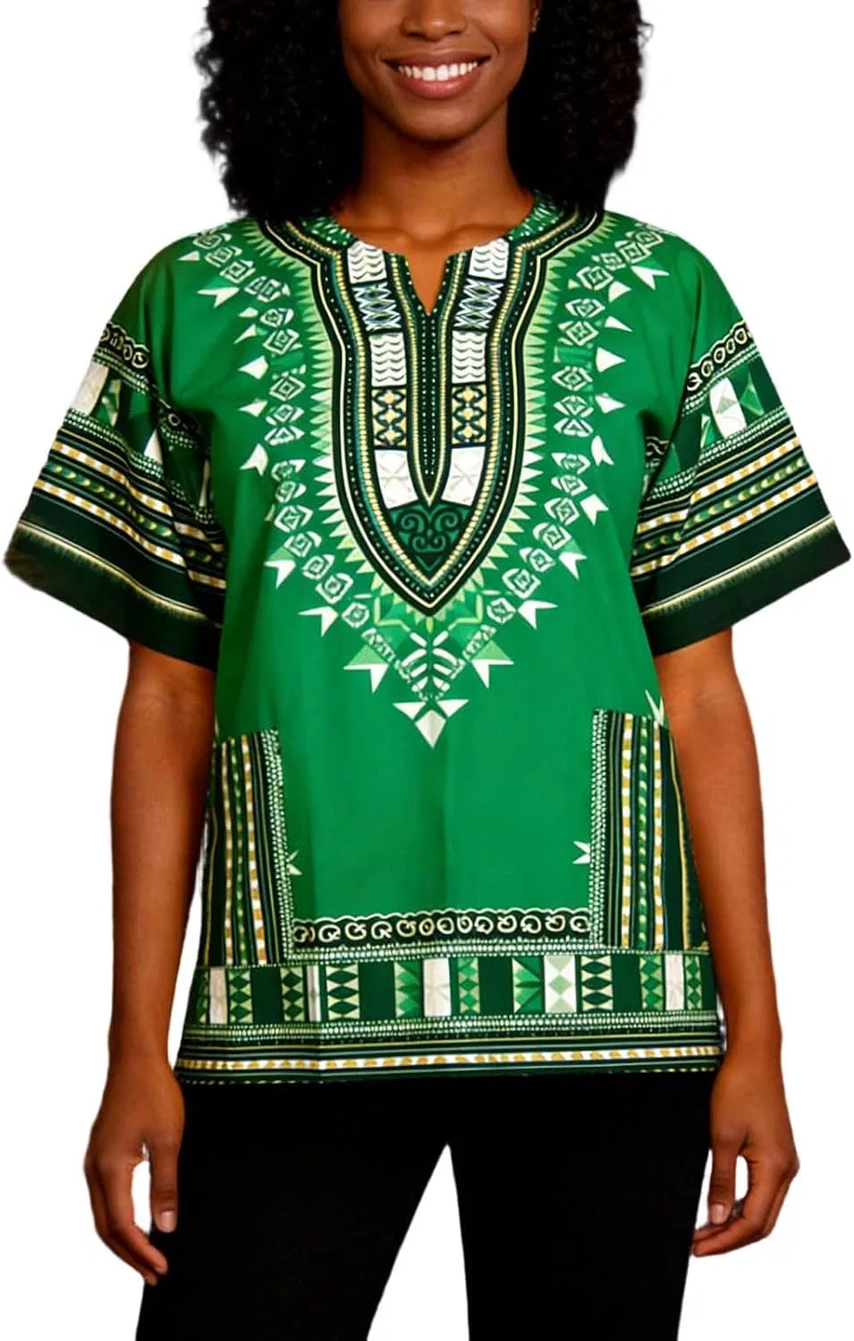 Мужская футболка с принтом Dashiki Loose Fit, Green — фото 4