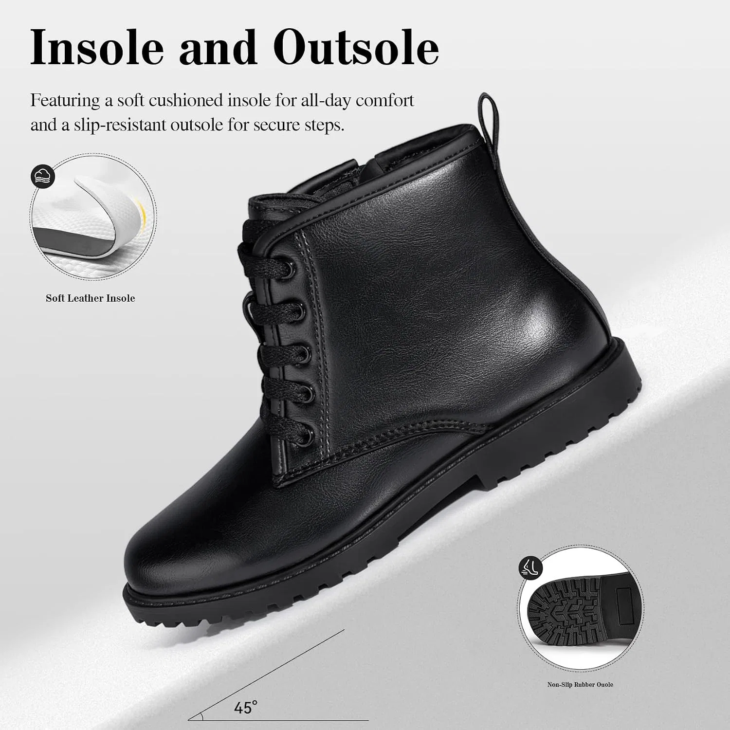 Детские ботинки с блестками Combat Ankle Boots FITORY, Black — фото 3