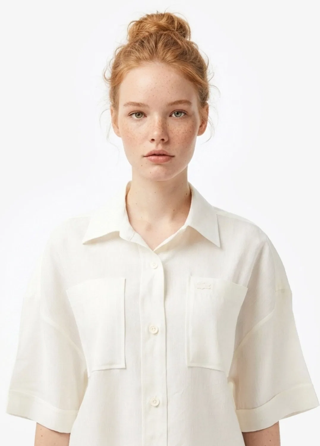 Блуза Lacoste Relaxed Fit Truvakar, кремовая — фото 2
