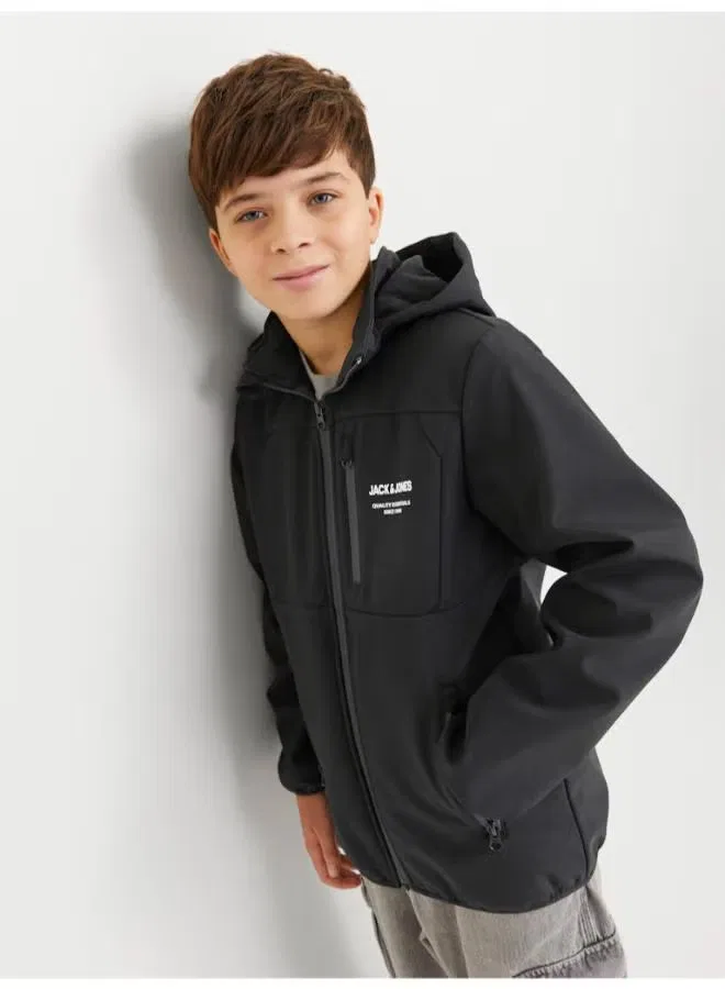 Куртка спортивная детская Jack & Jones Junior, черный — фото 3