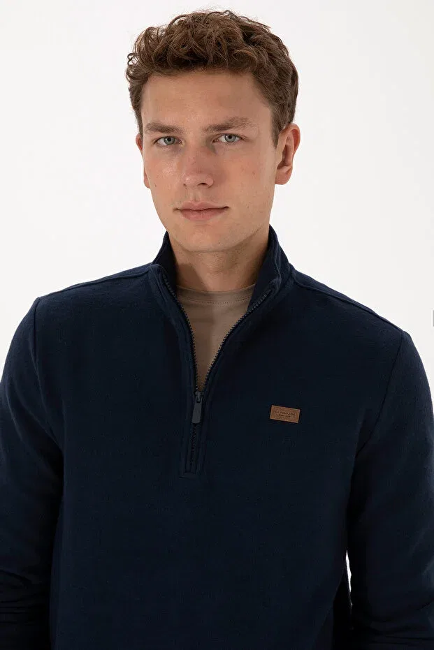 Мужские свитшот с воротником-поло на молнии U.S. Polo Assn., Navy Blue — фото 2