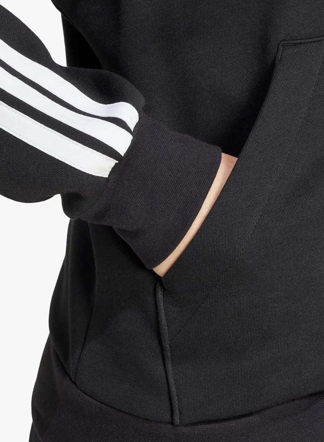 Худи на молнии с длинным рукавом Essentials 3-Stripes Adidas, черный — фото 3