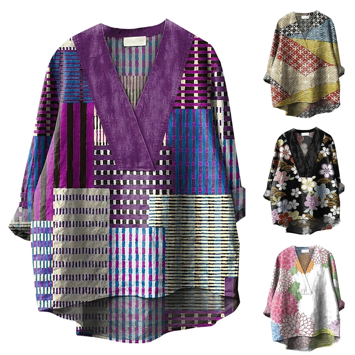 Женская блуза с принтом Small Western Casual Layered, Purple-e