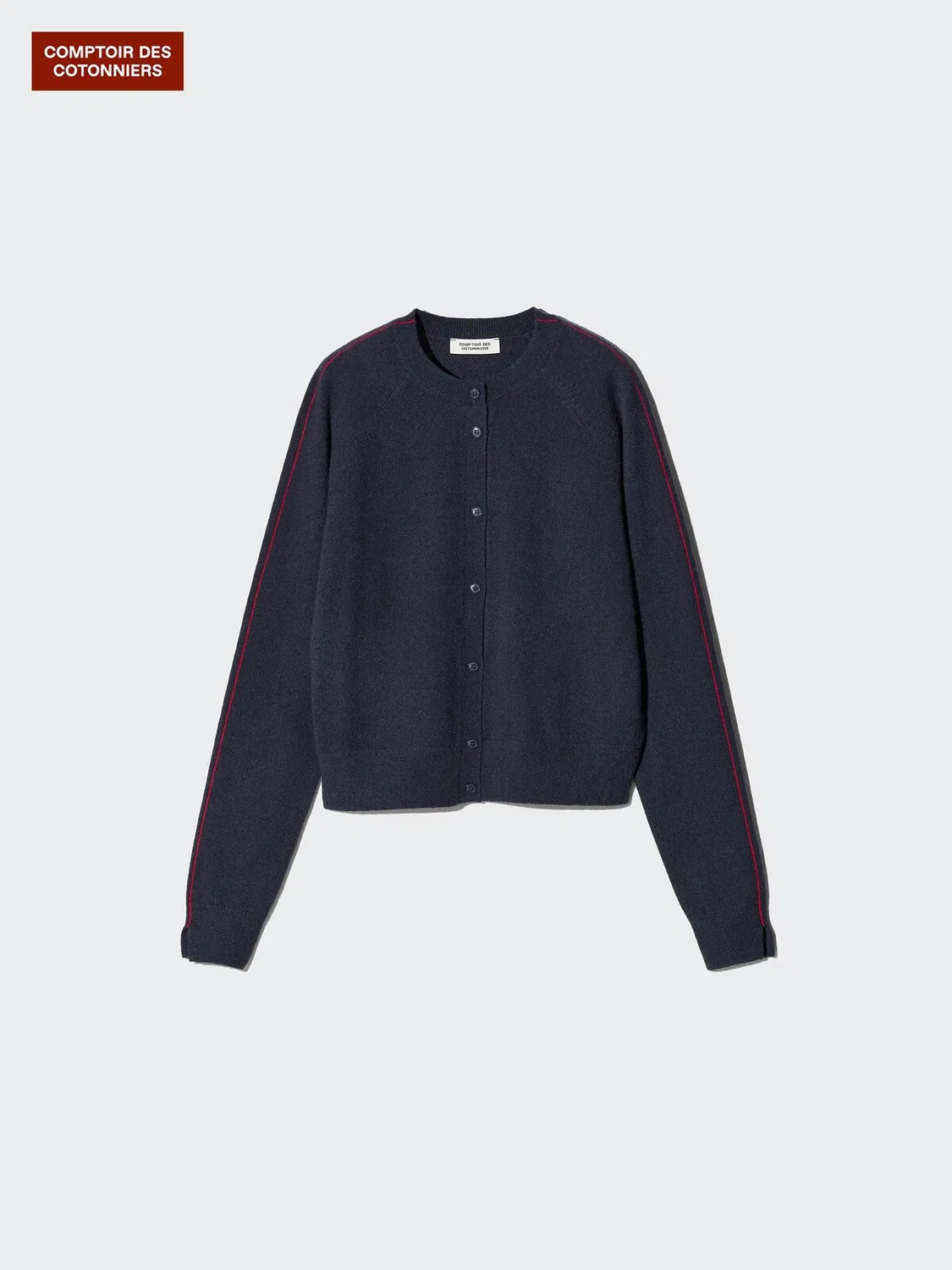 Кардиган Uniqlo, кашемировый, с круглым вырезом, коричневый — фото 4