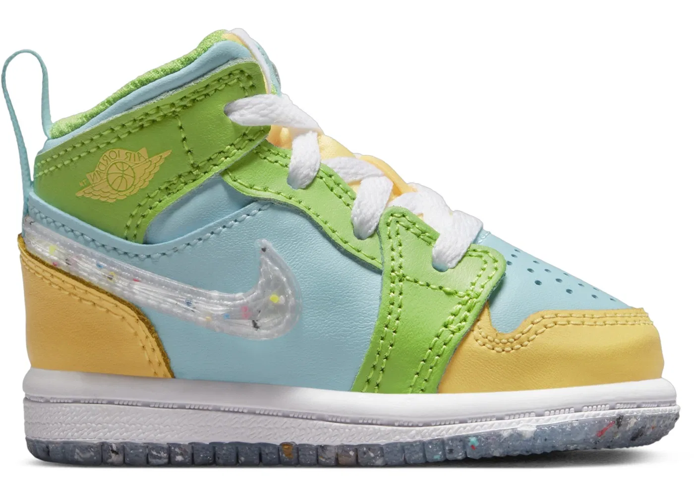 Детские кроссовки Lifestyle Jordan 1 Mid SE, Glacier Ice/Citron Pulse/Action Green/White