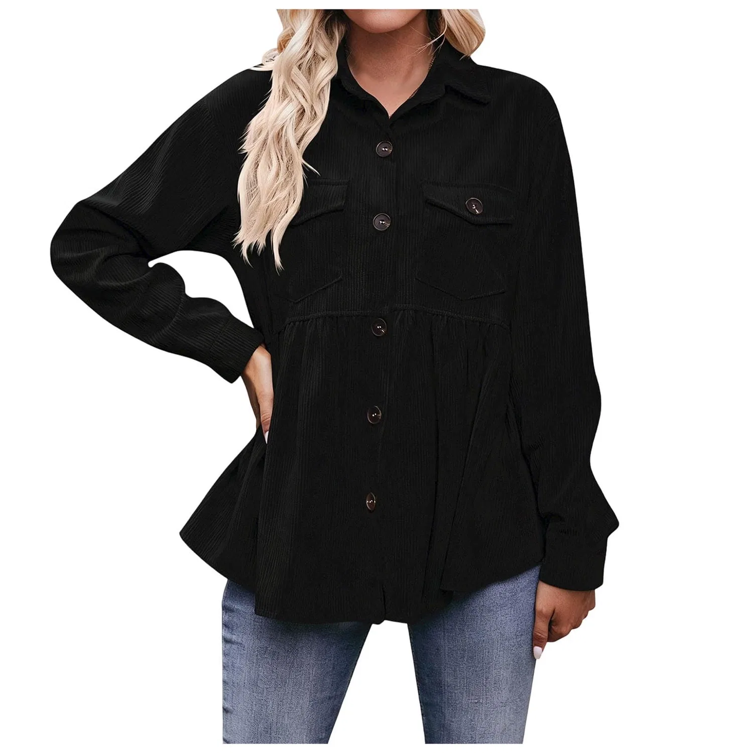 Женская куртка из вельвета с длинным рукавом Lino Donna, Nero
