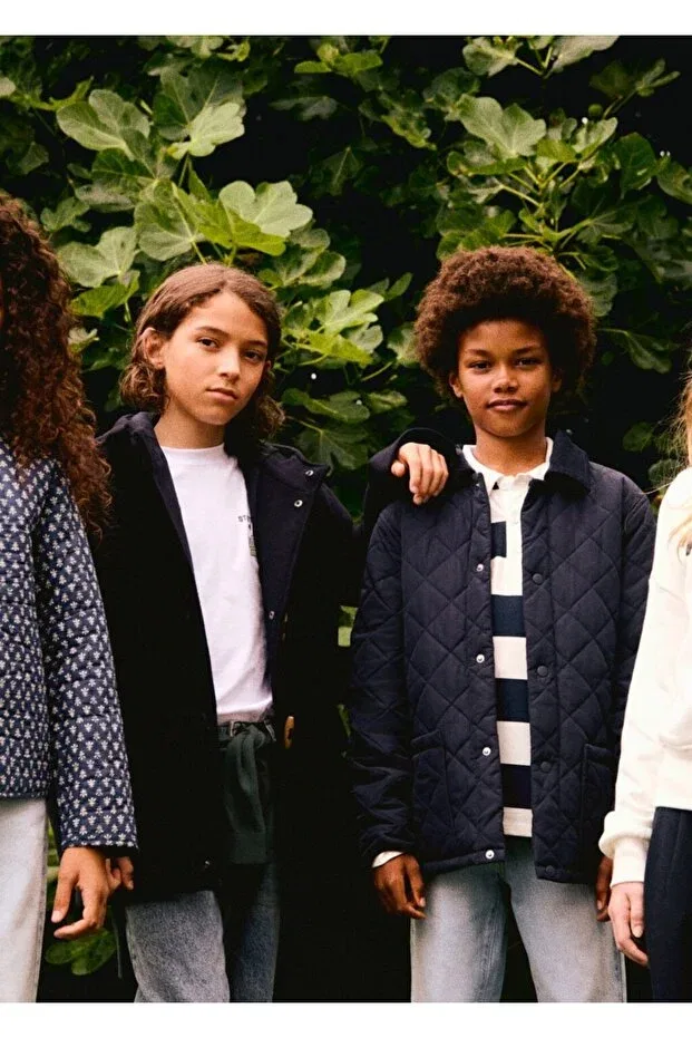 Детская куртка для девочек с капюшоном Mango Kids, Navy Blue