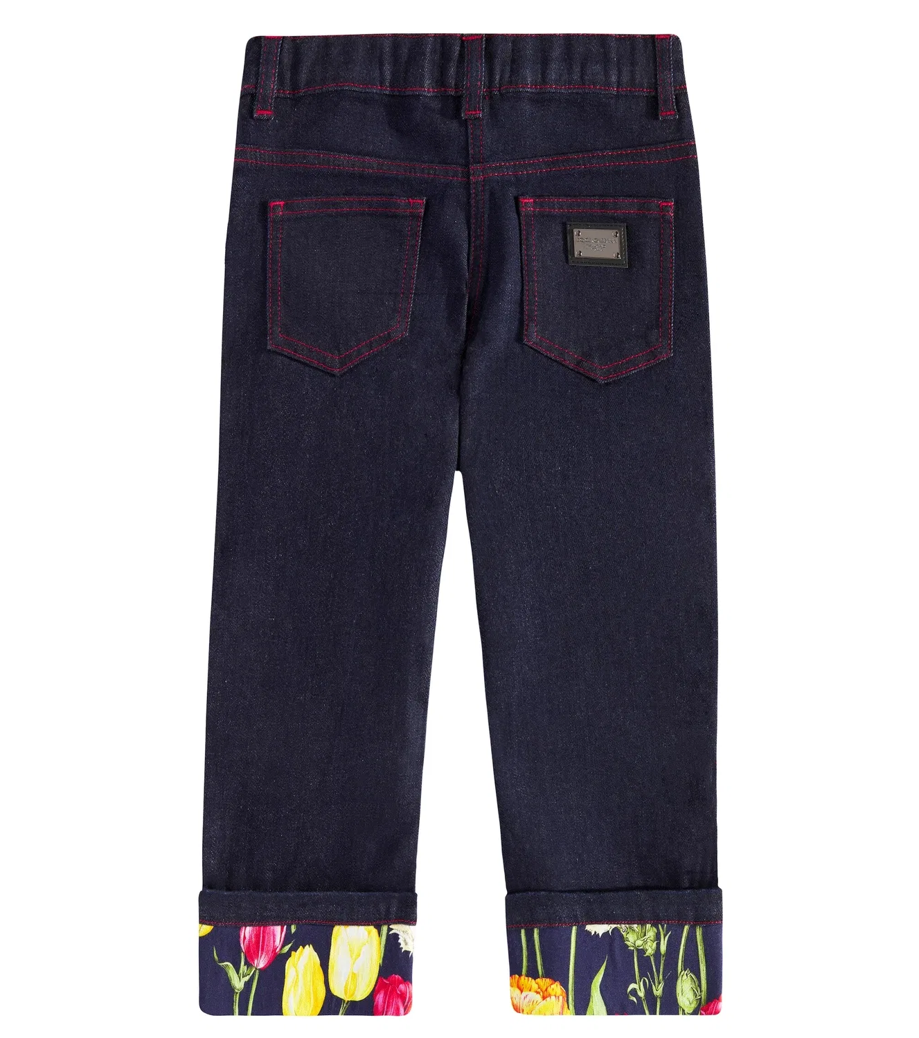 Джинсы прямого кроя с цветочным принтом Dolce&Gabbana Kids, синий — фото 4