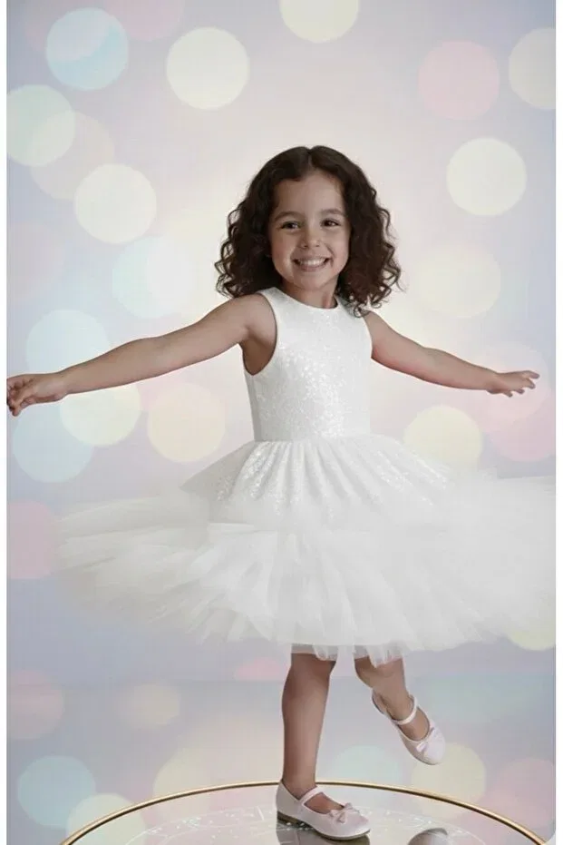 Детское платье для девочек с пайетками Asel Kids, White
